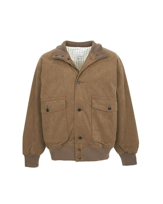 Nanamica Brown Stand-Up Collar Jacket for men
