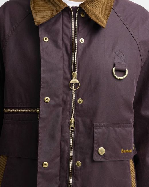 Barbour Purple Cordcollar Cropped Waxed Field Jacket