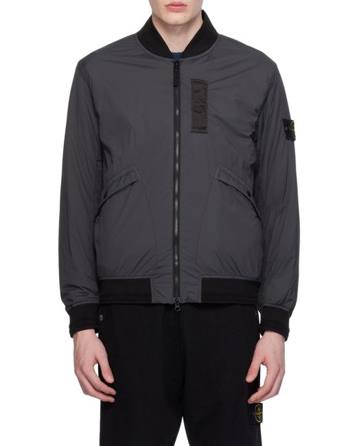 Stone Island Gray Compass-Badge Bomber Jacket for men