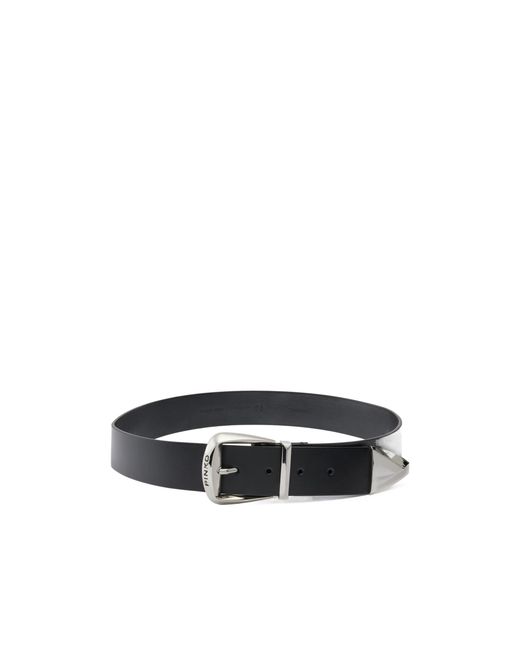 Pinko White Leather Belt, 4 Cm