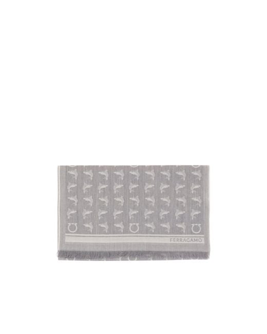 Ferragamo Gray Shark Pattern Scarf for men