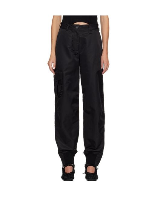 Simone Rocha Black Multi-Pocket Ankle Zipper Casual Pants