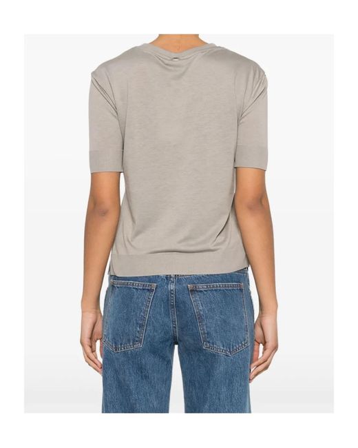 Herno White Fine-Knit T-Shirt