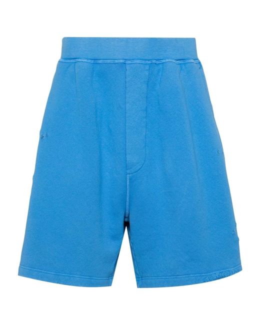 DSquared² Blue Logo-Print Cotton Shorts for men