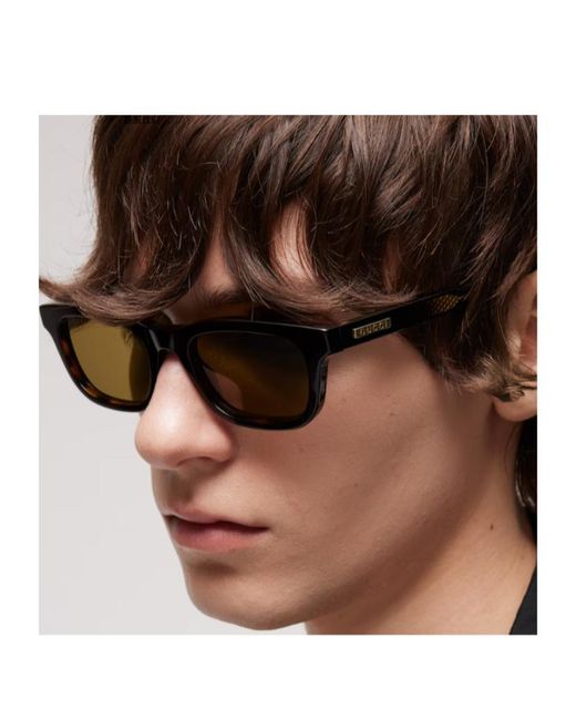 Gucci Metallic Rectangular-Frame Sunglasses for men