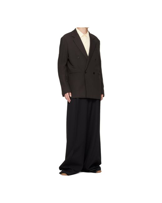 Lanvin Black Wool Blend Double-Breasted Suit Jacket for men