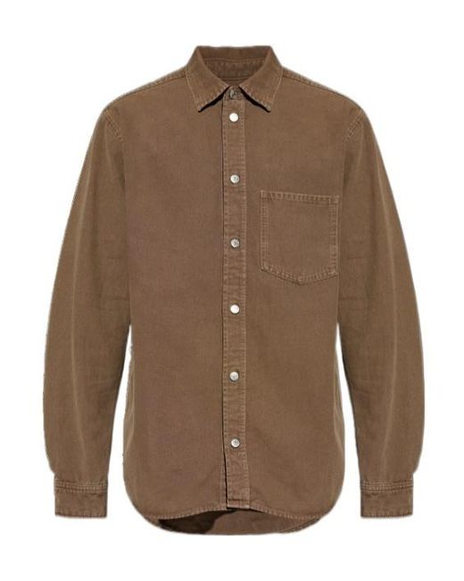 Samsøe & Samsøe Brown Patch-Pocket Shirt for men