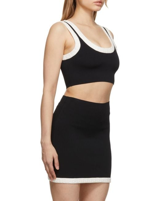 Alexander Wang Black Logo-Jacquard Trim Cropped Top
