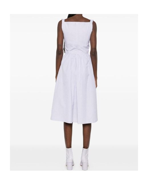 Vivienne Westwood Purple Sleeveless Midi Dress With Draped Cowl Neckline And Gathered Waist