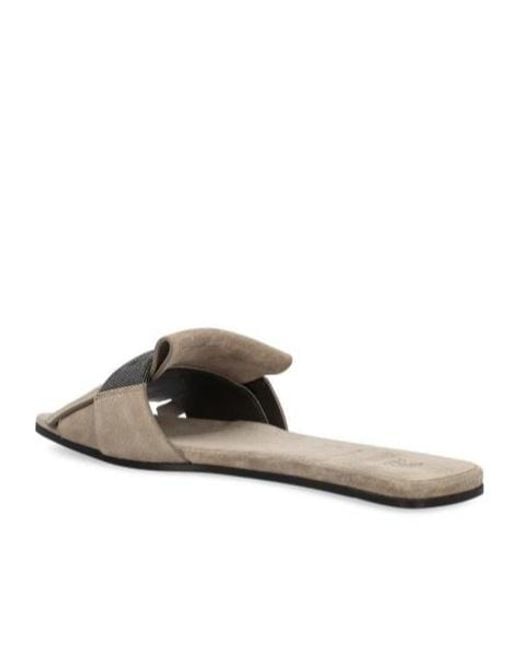 Brunello Cucinelli Multicolor Embellished Slip-On Sandals