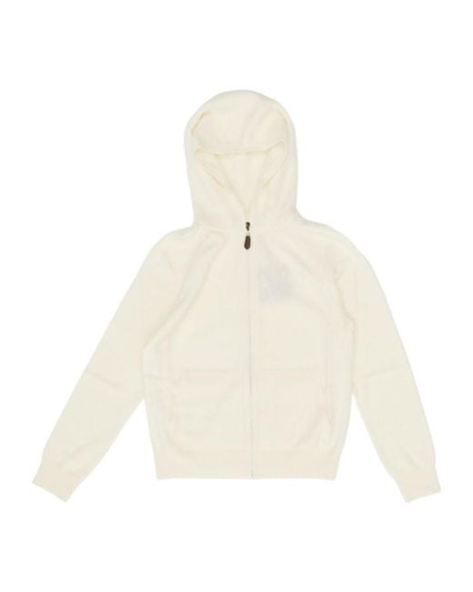 Loro Piana White Knitted Hooded Jumper