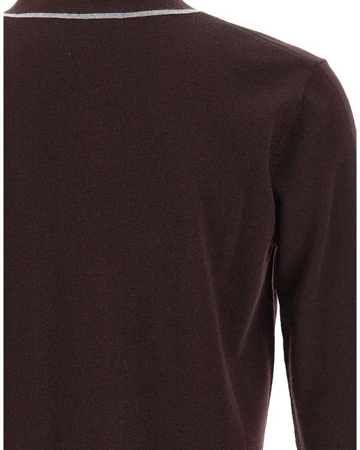 Eleventy Brown Long-Sleeved Knitted Cardigan for men