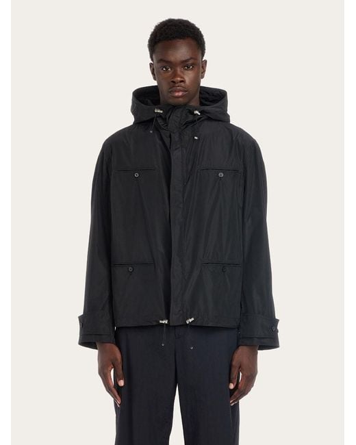 Ferragamo Black Rope And Hooded Casual Jacket for men