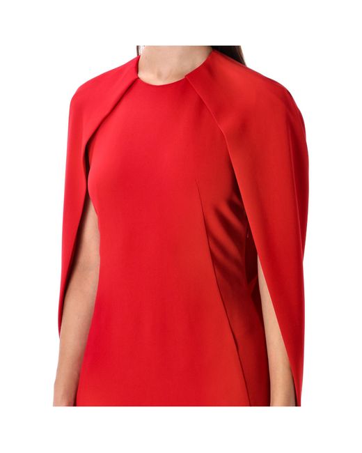 Alberta Ferretti Red Cape Draped Gown