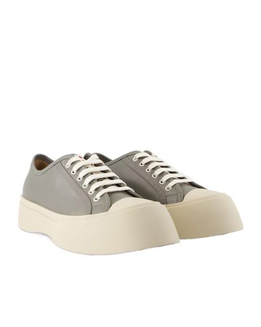 Marni Gray Logo Patch Lace-Up Sneakers for men
