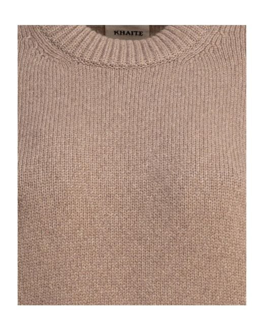 Khaite Brown Short Sleeved Crewneck Jumper