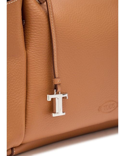 Tod's Brown Grained Leather Top Handle Bag