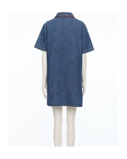 Valentino Blue Short-Sleeved Denim Dress