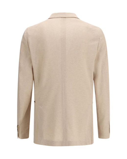 Lardini Natural Double-Breasted Patch-Pocket Blazer for men