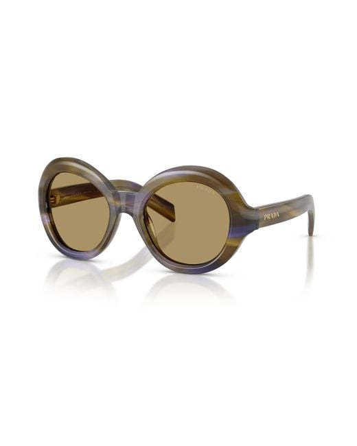 Prada Metallic Eyewear Oversized Round Frame Sunglasses