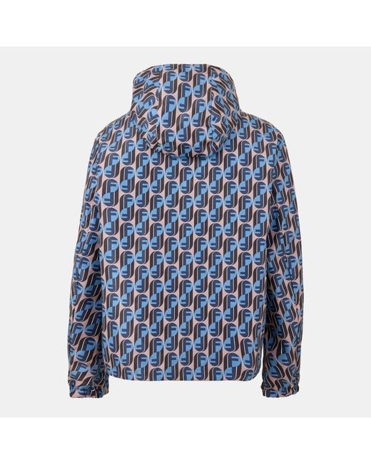 Fendi Blue Weather Resistant Windbreaker for men