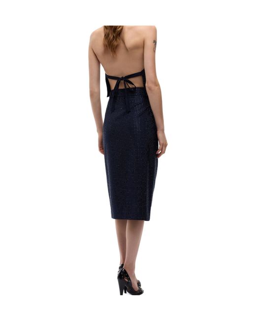 Pinko Blue Rhinestone-Embellished Wrap Skirt