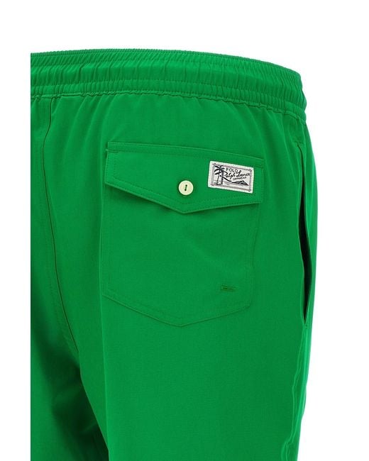 Ralph Lauren Green Polo Drawstring Swim Shorts for men