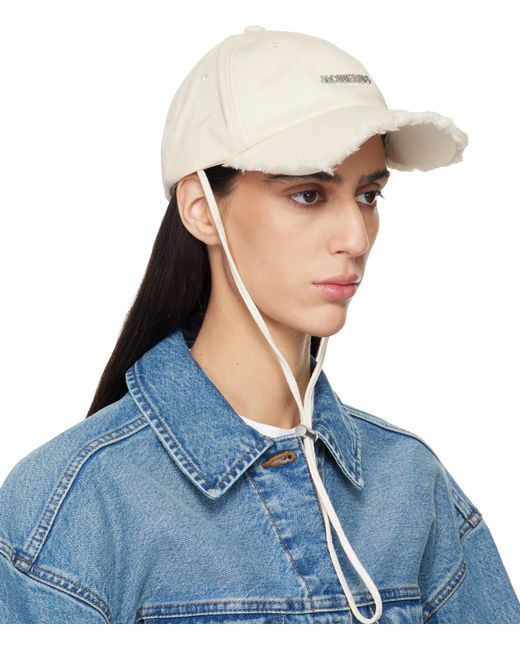 Jacquemus White The Artichaut Curved Peak Cap for men
