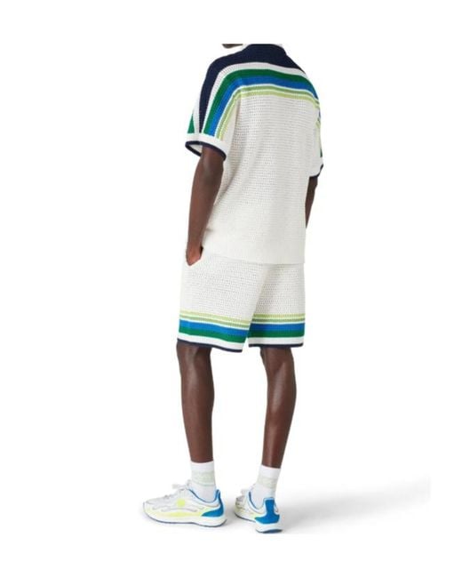 Casablanca Blue Striped Knitted Polo Shirt for men