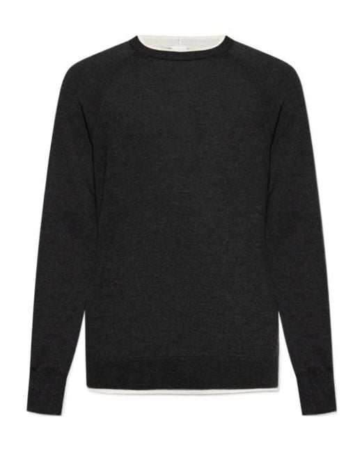 Eleventy Black Long Sleeved Ribbed-Knit Jumper for men