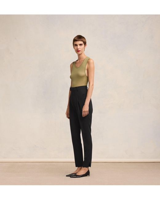 AMI Black High Waist Cigarette Trousers