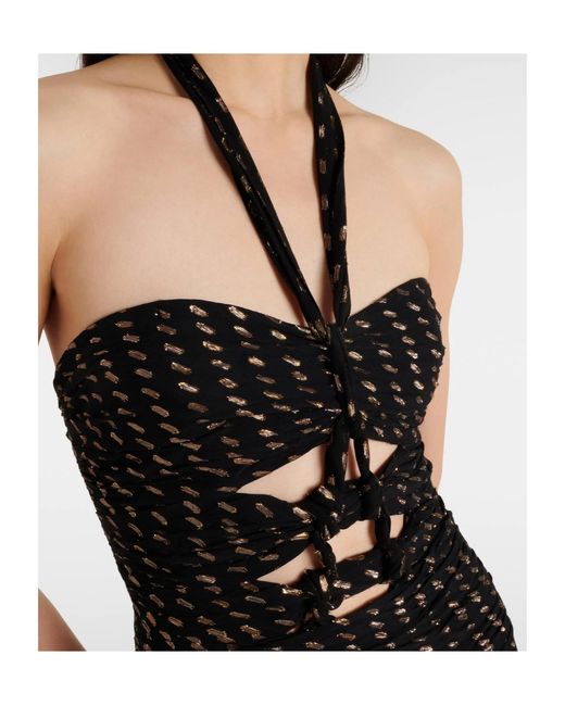 Zimmermann Black Daylight Halterneck Lame Midi Dress