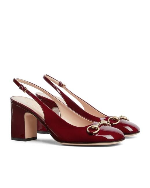 Gucci Red High Heel Shoes Horsebit