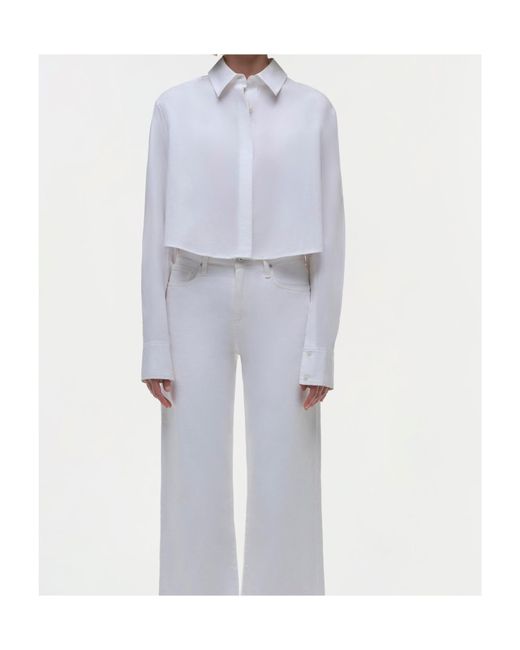 Jonathan Simkhai White Renata Cropped Shirt