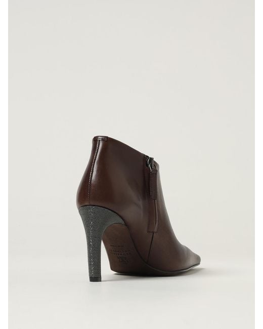 Brunello Cucinelli Brown Pointed Toe Ankle Boots