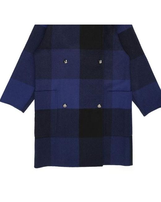 Max Mara Blue Dark Plaid Coat