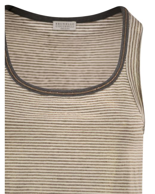 Brunello Cucinelli Natural Striped Tank Top
