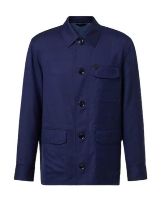 Brioni Blue Wool And Silk Jacket for men