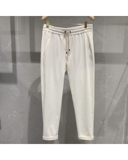 Brunello Cucinelli White Drawstring Cropped Sweatpants
