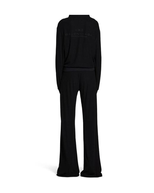 Balenciaga Black Bb Garderobe Artwork Embroidered Elastic Waist Pants