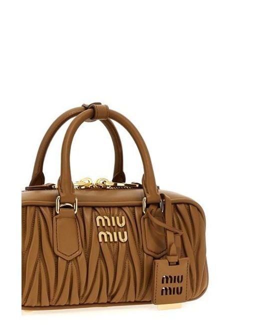 Miu Miu Brown Arcadie Matelassé Nappa Leather Bag