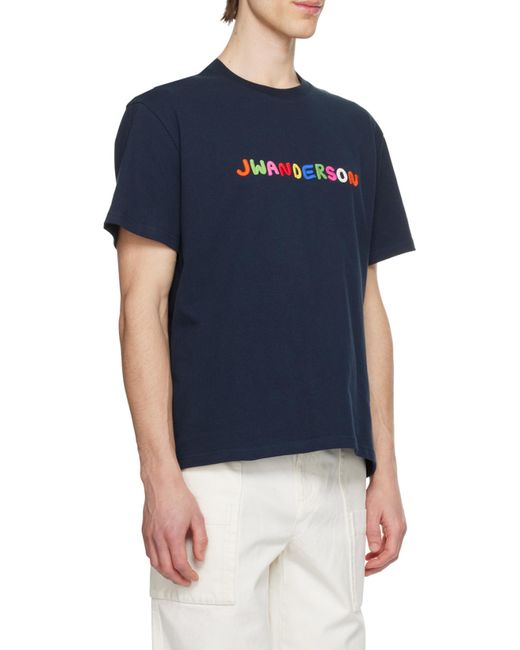 J.W. Anderson Black Jw Anderson Logo Embroidered T-Shirt for men