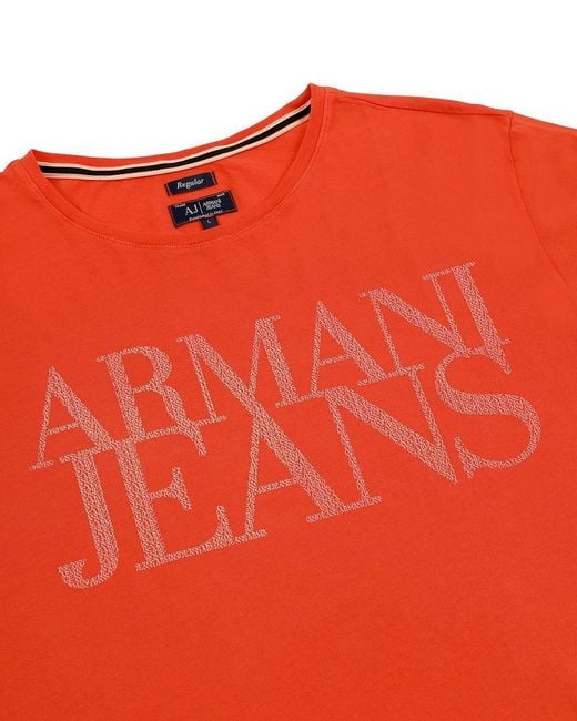 Armani Jeans Red Round-Necked Logo T-Shirt for men