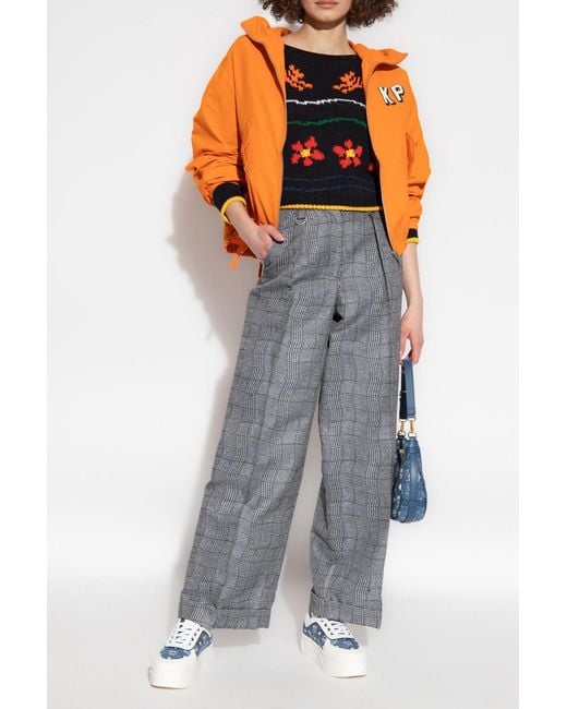 KENZO Gray 'Wavy Check' Suit Trousers