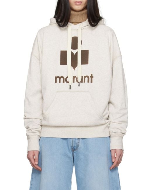 Isabel Marant White Étoile Mansel Logo Printed Drawstring Hoodie