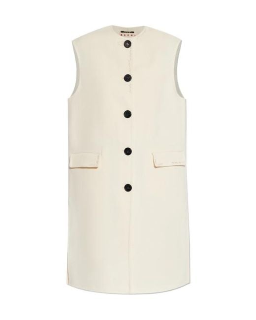 Marni White Buttoned Crewneck Sleeveless Gilet