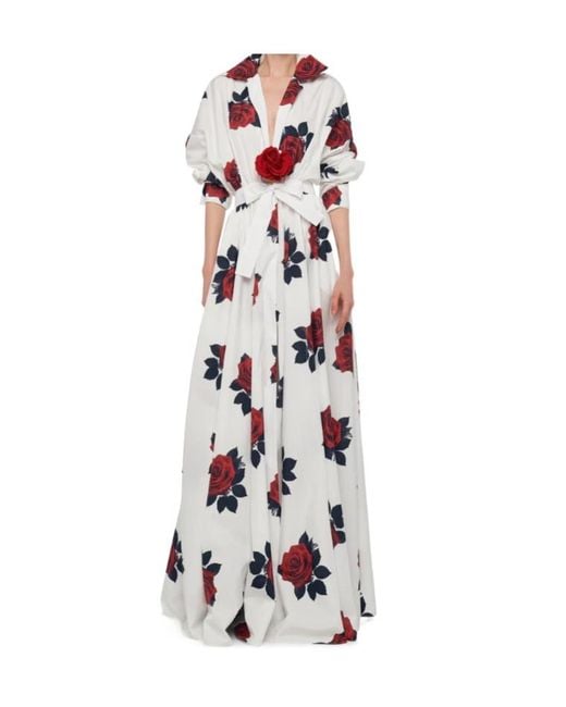 Norma Kamali White Super Os Bf Nk Shirt Flared Gown