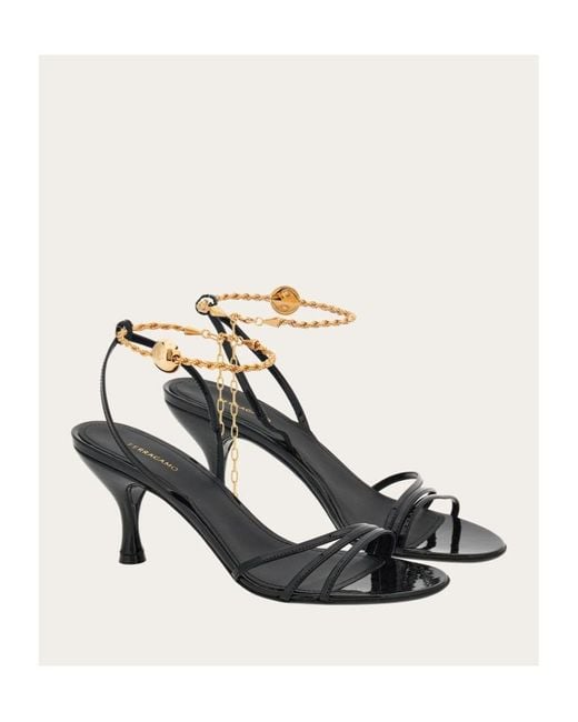 Ferragamo White Ferragamo Cable-Link Chain Open-Toe Sandals