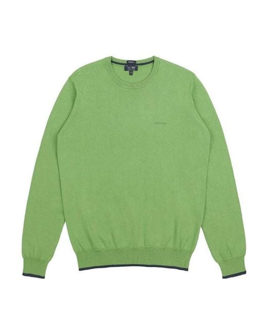 Armani Jeans Green Round Neck Patch Pullover for men