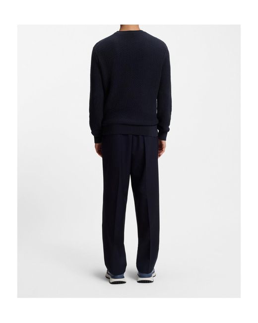 Boss Blue Boss Textured Crew Neck Knitted Sweater for men